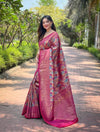 Tana Kanchipattu Silk Saree With Contrast Weaving Border Design.