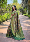 Tana Kanchipattu Silk Saree With Contrast Weaving Border Design.