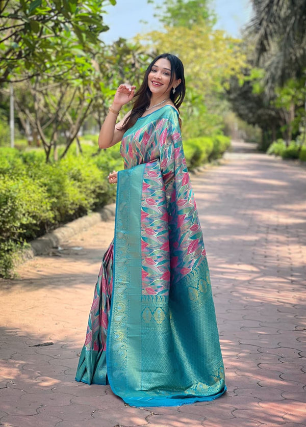 Tana Kanchipattu Silk Saree With Contrast Weaving Border Design.