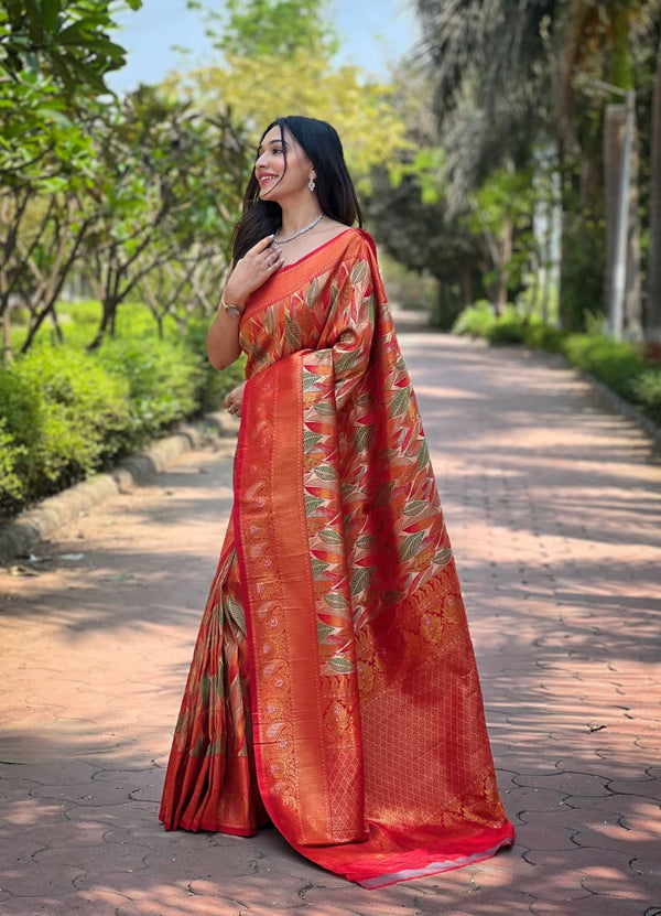 Tana Kanchipattu Silk Saree With Contrast Weaving Border Design.
