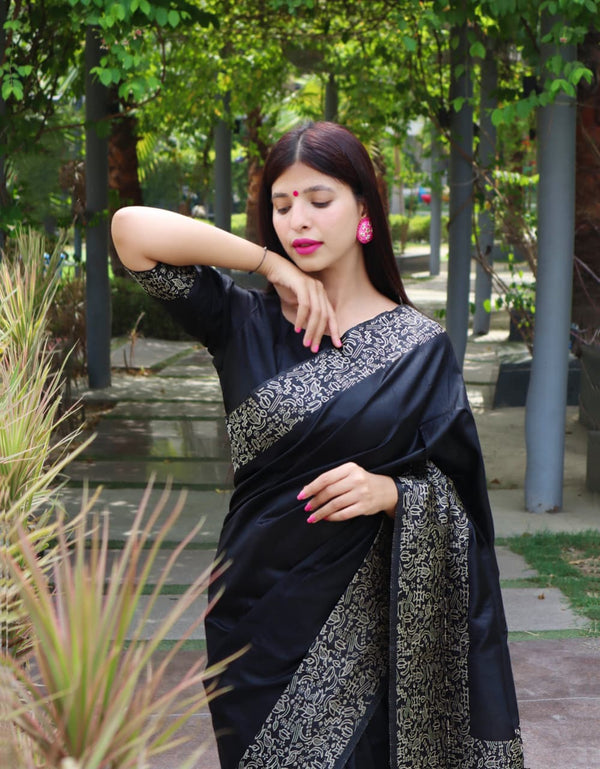 Kalamkari Weaving Banglori Raw Silk Saree