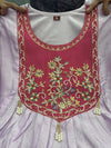 Elegant Lavender Kurta Set with Magenta Embroidered Yoke