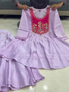 Elegant Lavender Kurta Set with Magenta Embroidered Yoke
