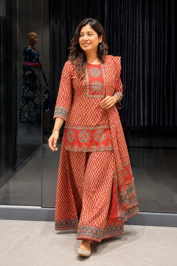 Komal Cotton Short Kurta Palazzo Pant Set
