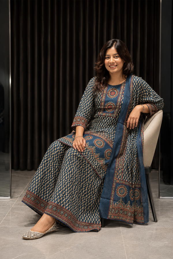 Komal Cotton Short Kurta Palazzo Pant Set