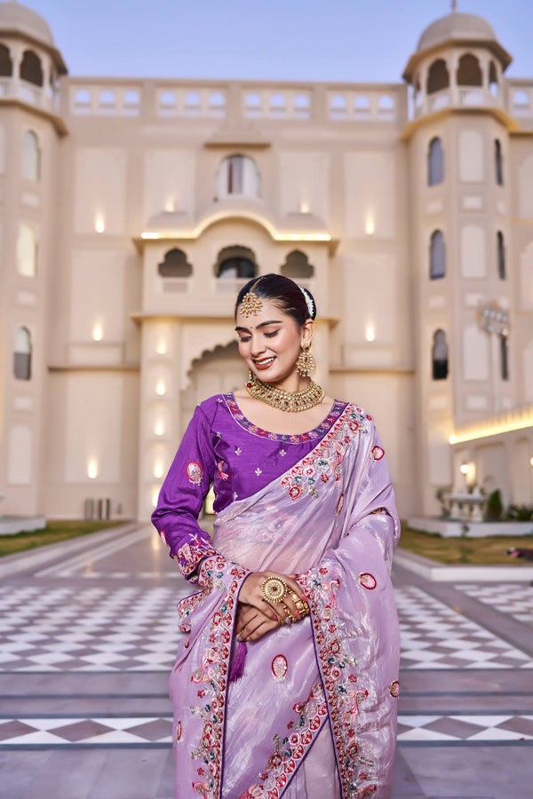 Siya Stylish Embroidery Latakan Saree