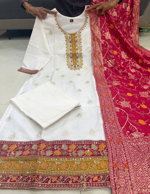 Elegant White Festive 3-Piece Suit Set